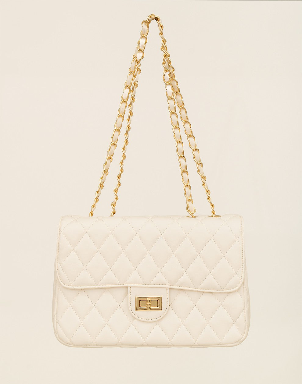 Trendy gewatteerde schoudertas wit
