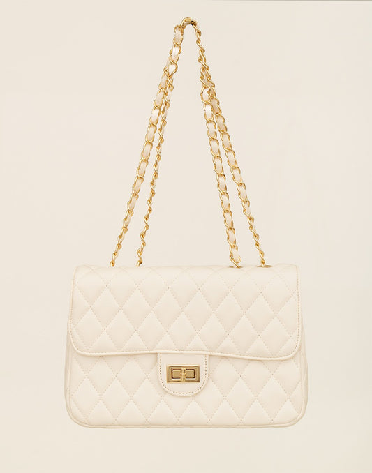Trendy gewatteerde schoudertas wit