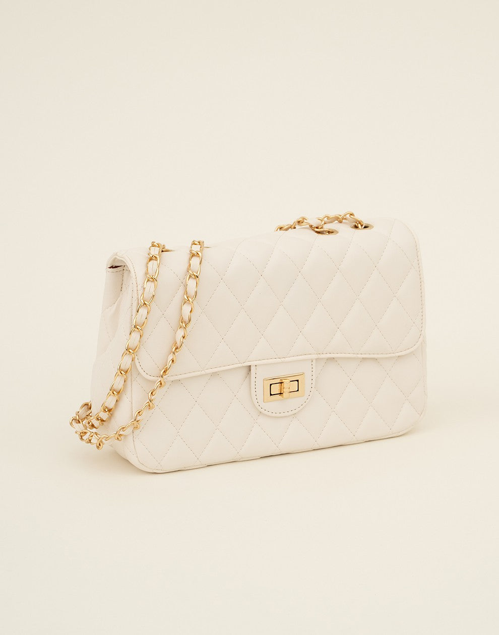 Trendy gewatteerde schoudertas wit