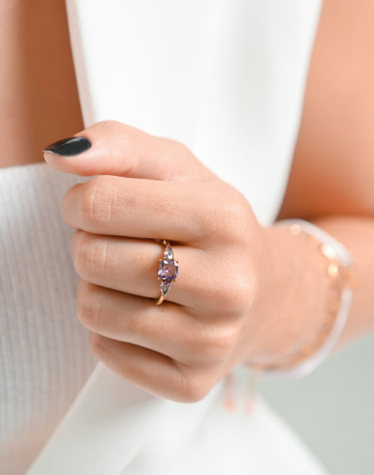 vintage ring lila steen