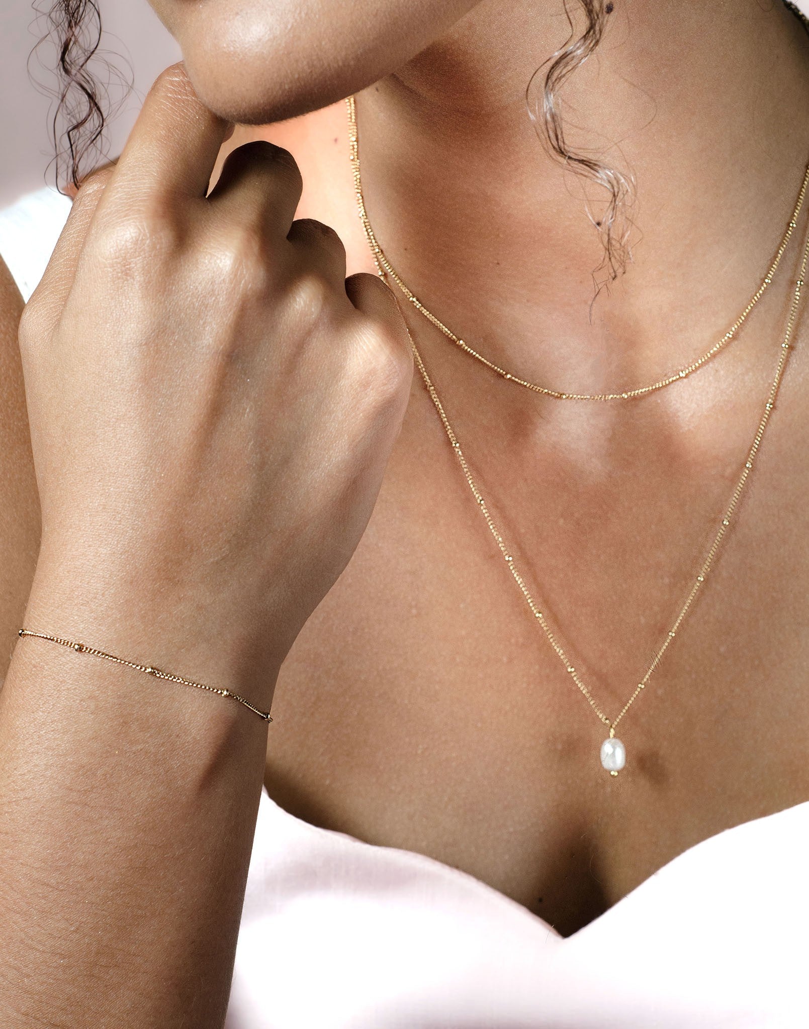 Ketting met parel goudkleurig