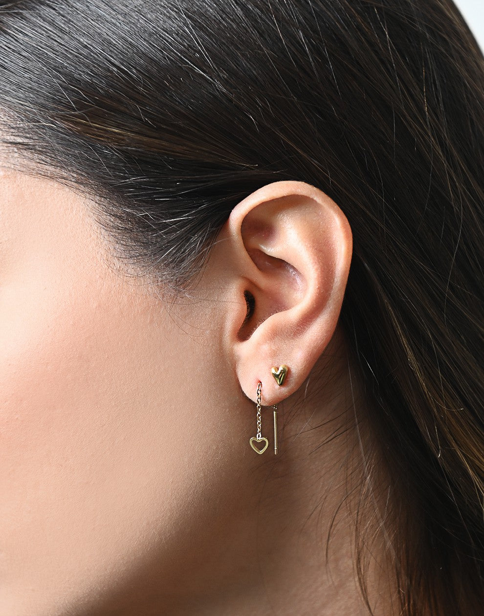 Pull-through earrings open heart gold-colored