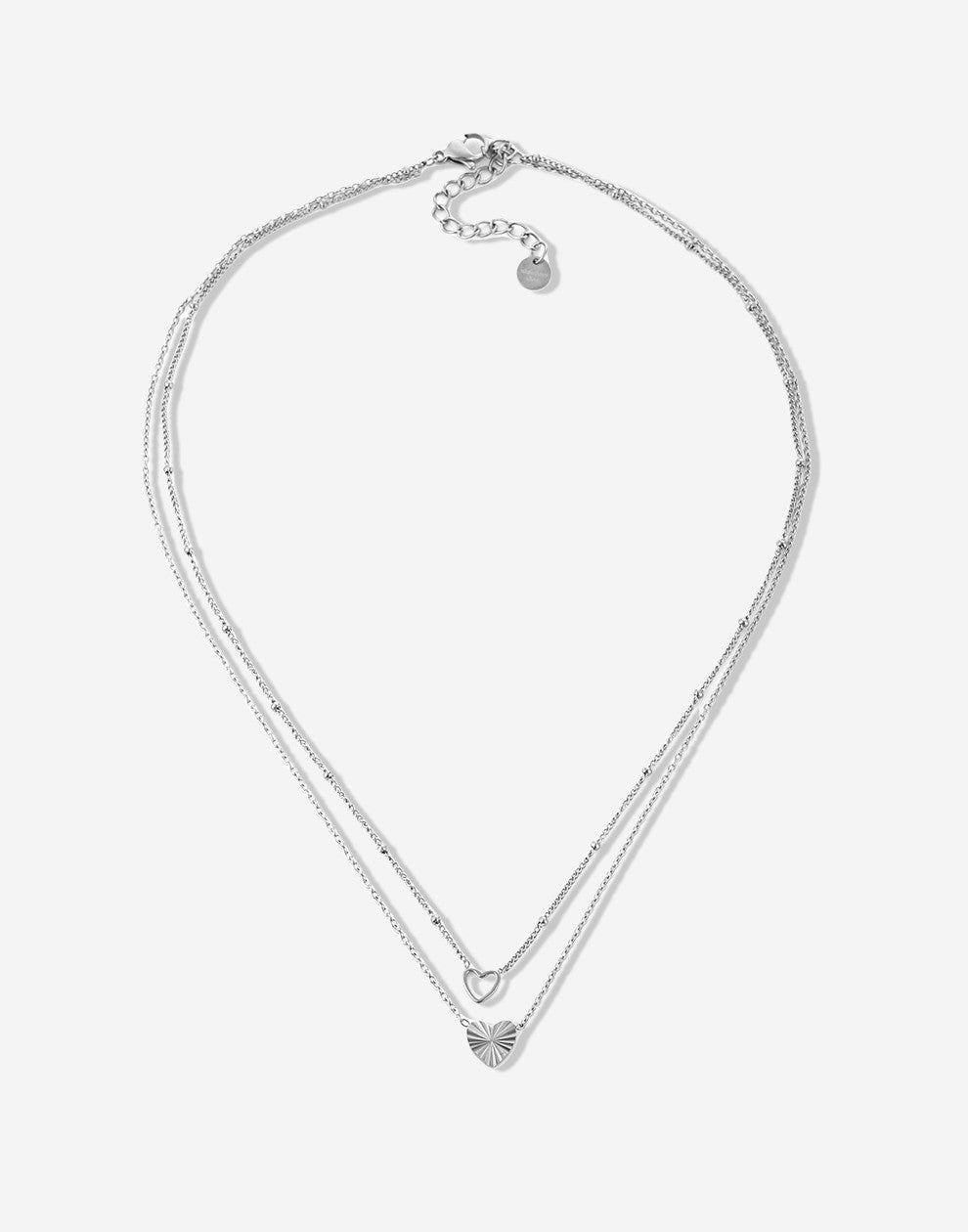 ketting twee hartjes zilverkleurig