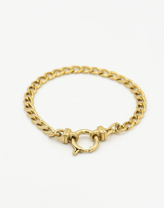 armband vintage rond slotje goudkleurig