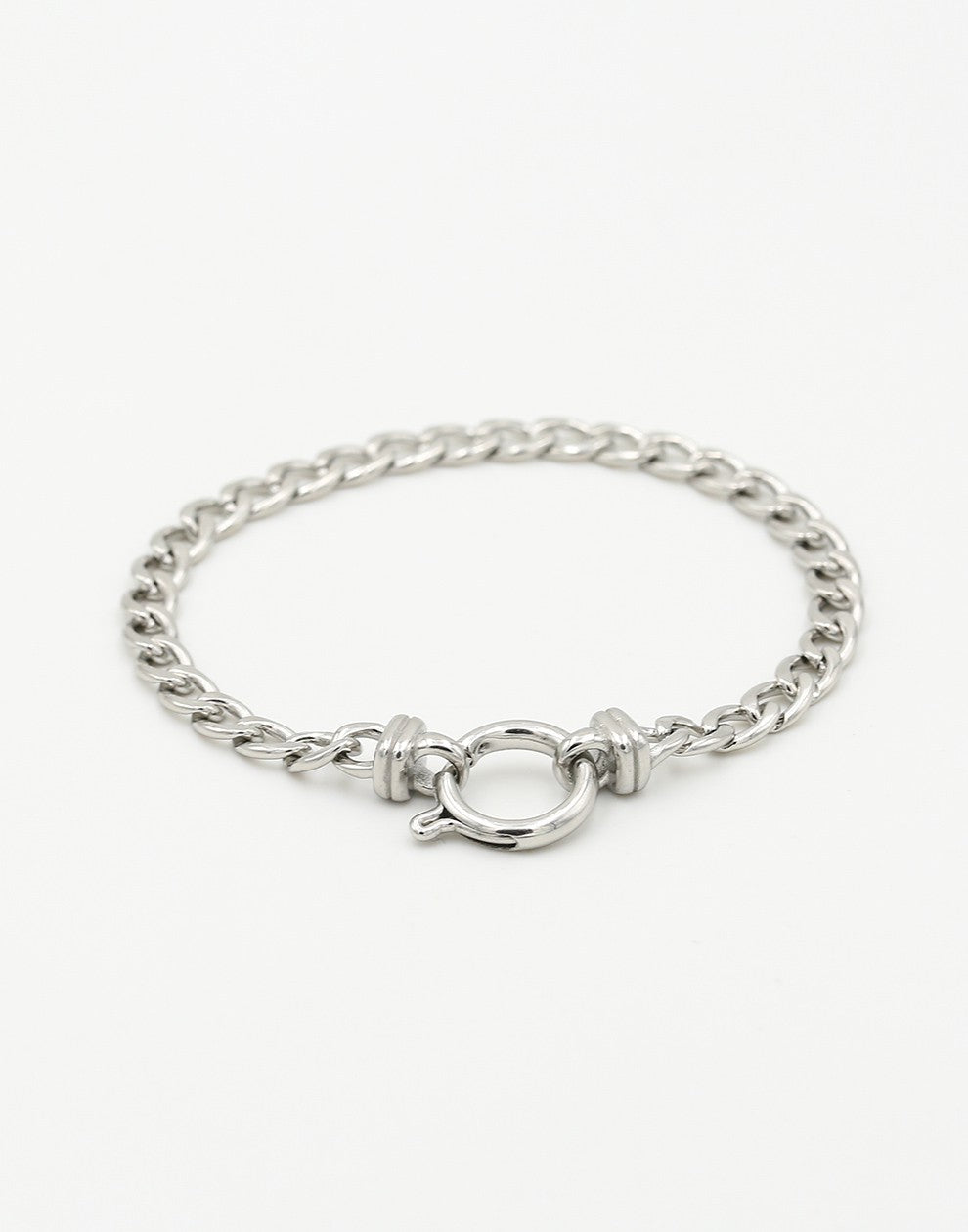 armband vintage rond slotje zilverkleurig