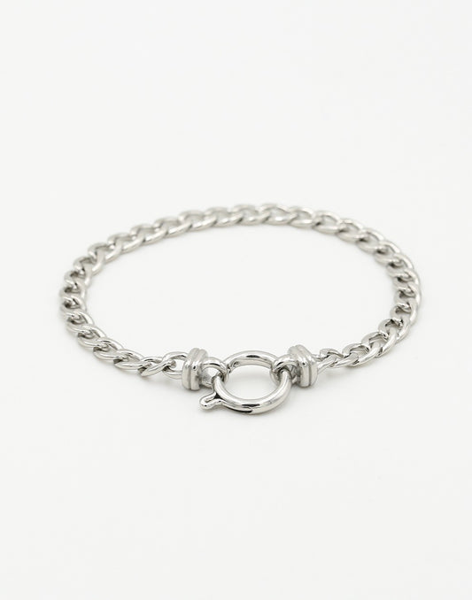 armband vintage rond slotje zilverkleurig