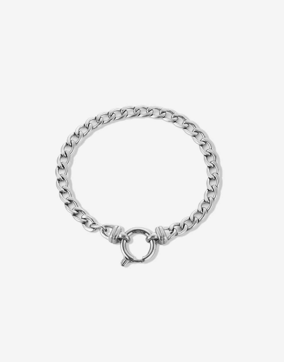 armband vintage rond slotje zilverkleurig