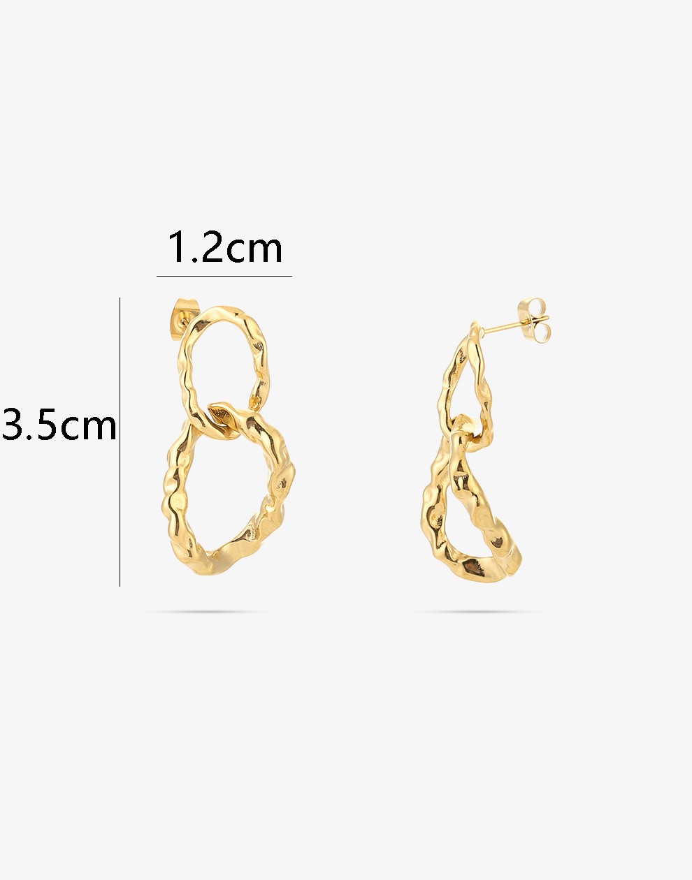 gold-colored link earrings 