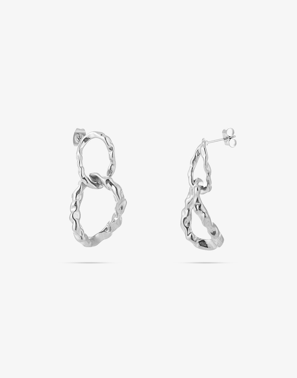 silver-colored link earrings 