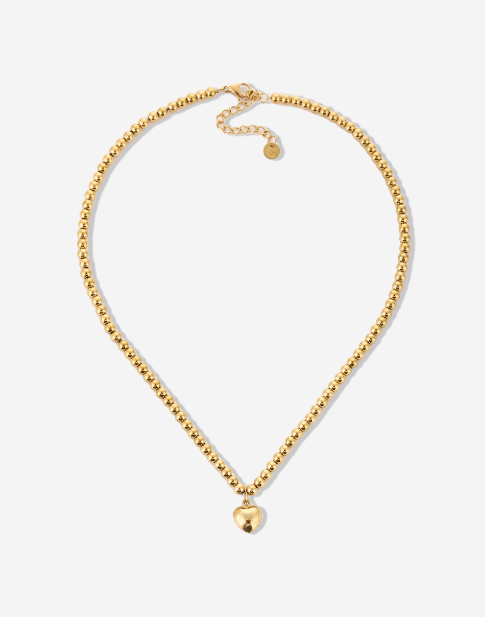 bolletjes ketting met hart goudkleurig