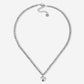 silver-colored ball necklace with heart