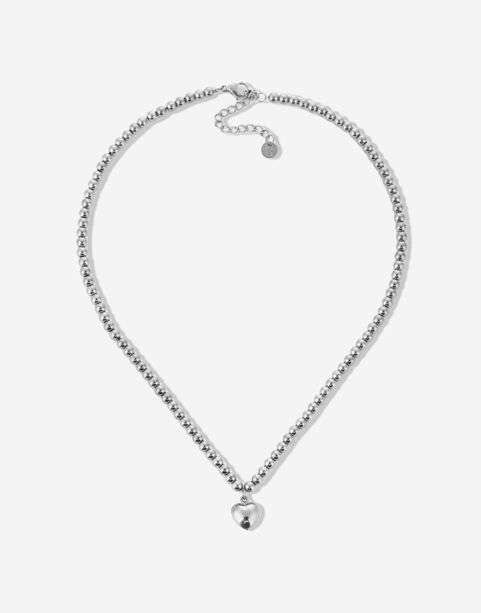 bolletjes ketting met hart zilverkleurig