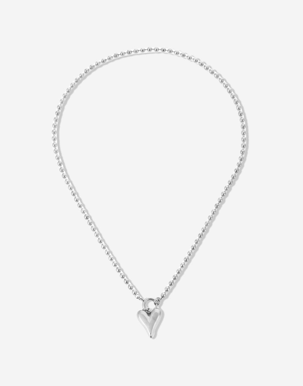 bolletjes ketting vintage hart zilverkleurig