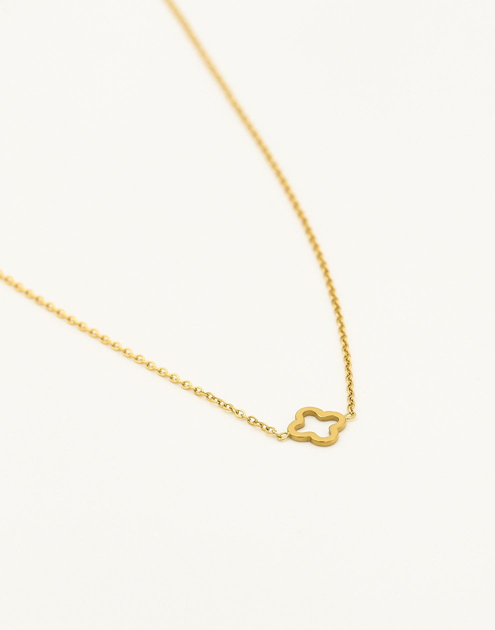 ketting open klavertje goudkleurig