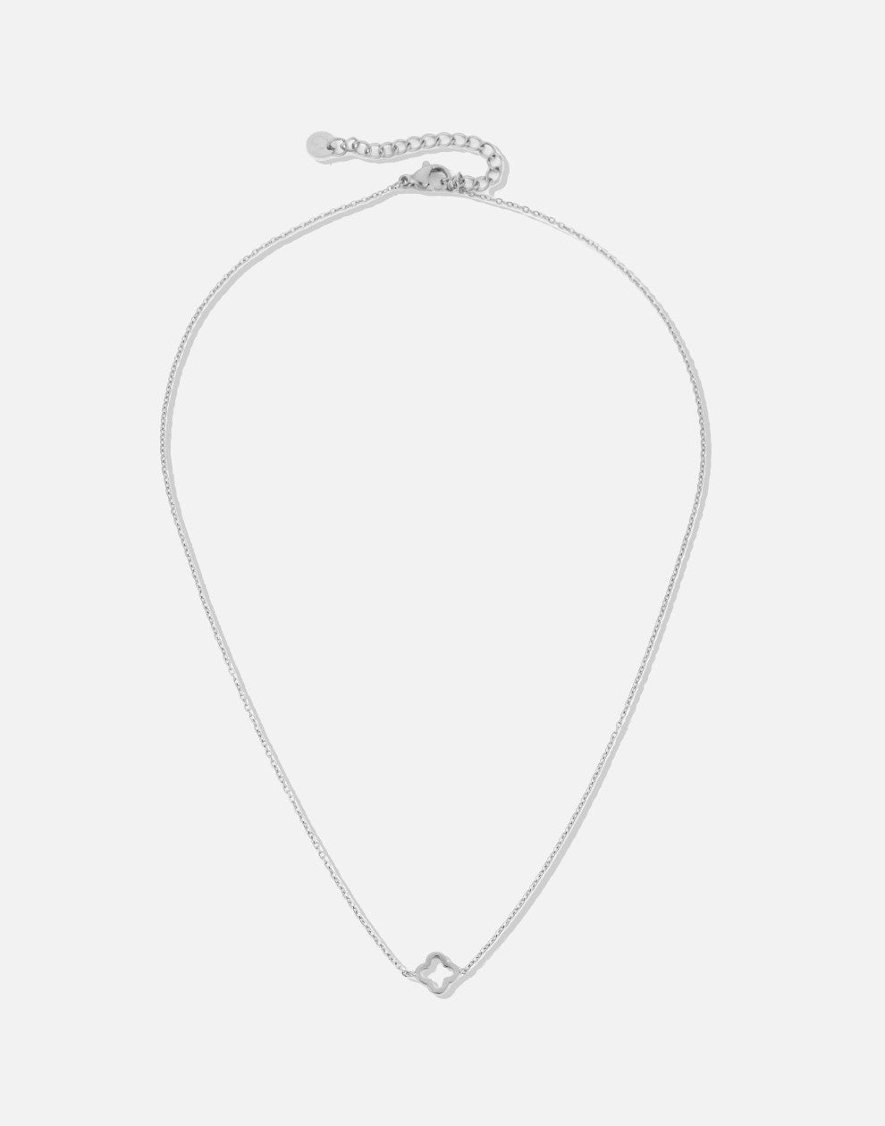 ketting open klavertje zilverkleurig