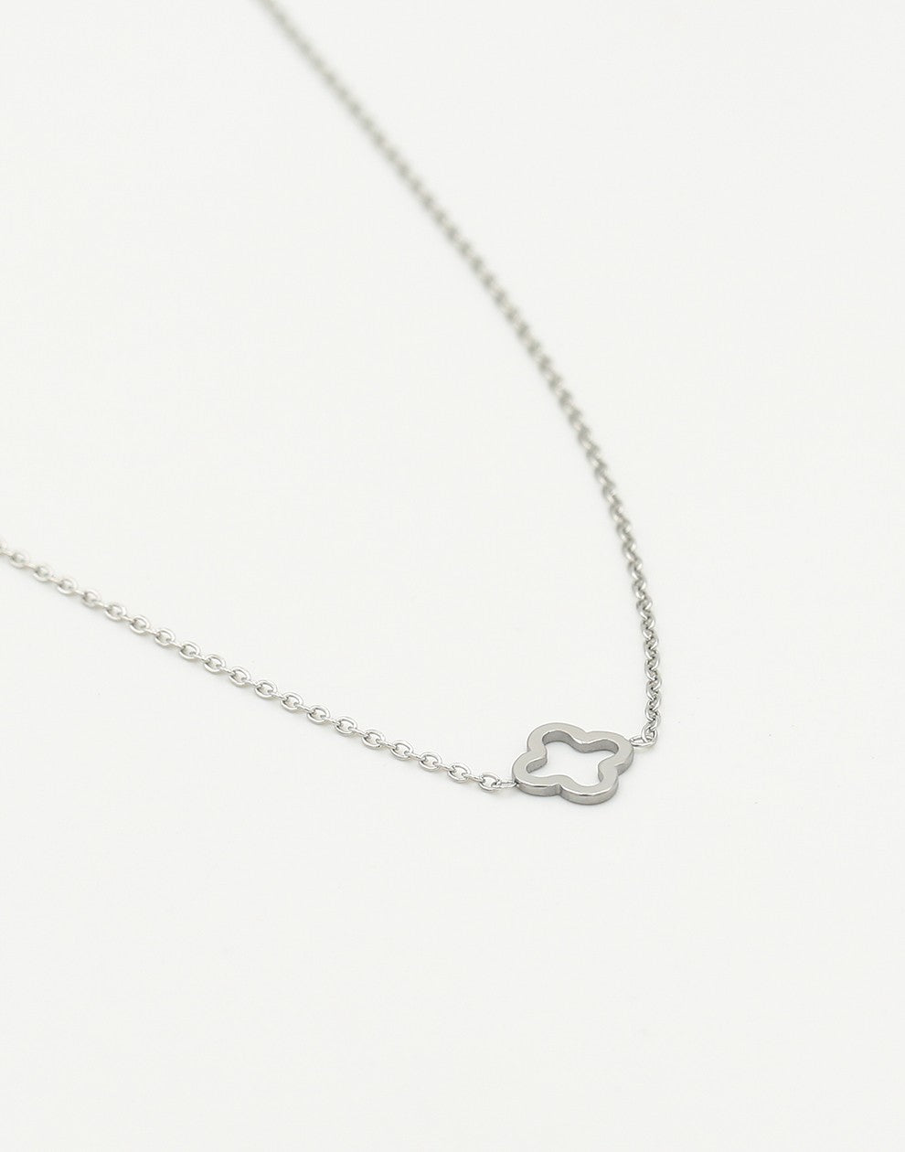 ketting open klavertje zilverkleurig