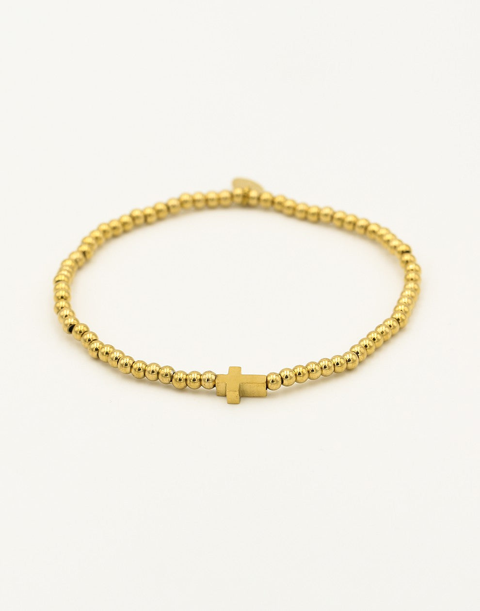 stretch armband kruisje goudkleurig