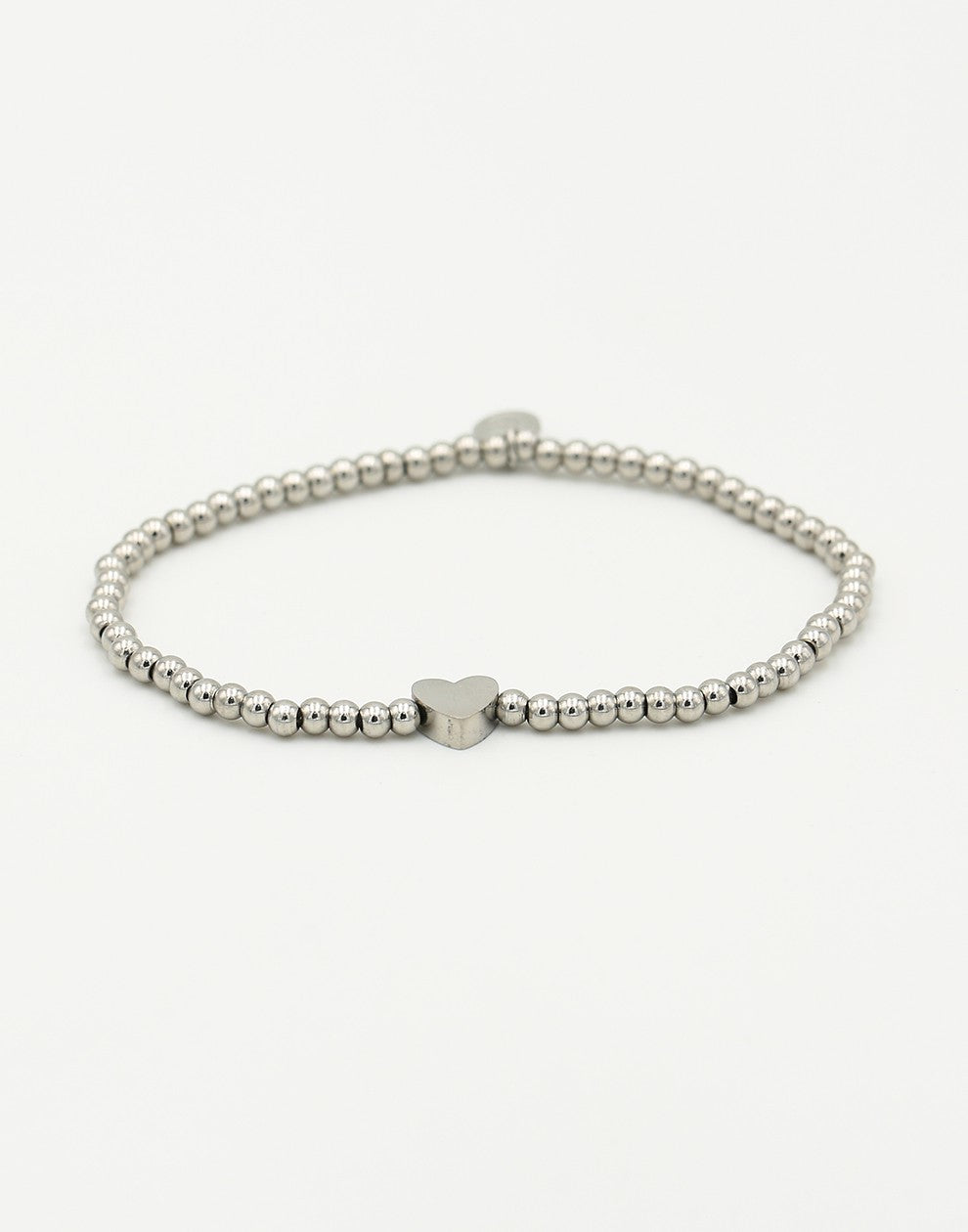 stretch armband hartje zilverkleurig