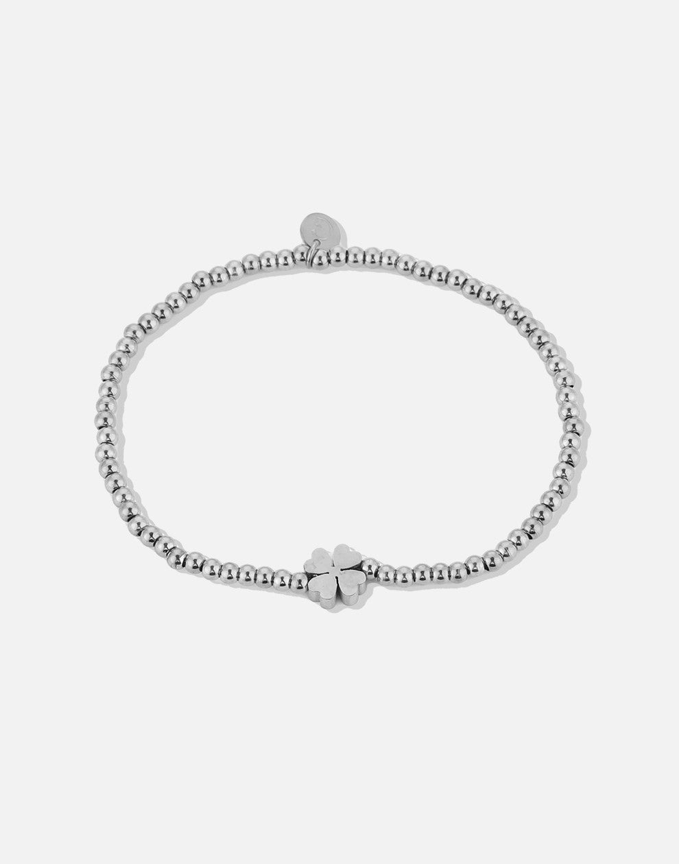 stretch armband klaver zilverkleurig