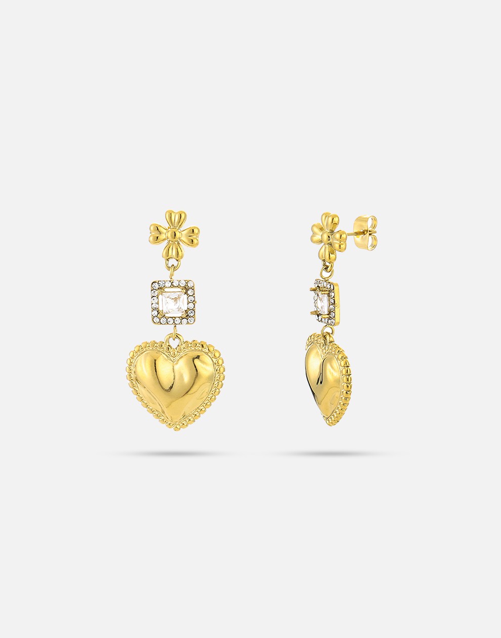 charm pendant heart earrings