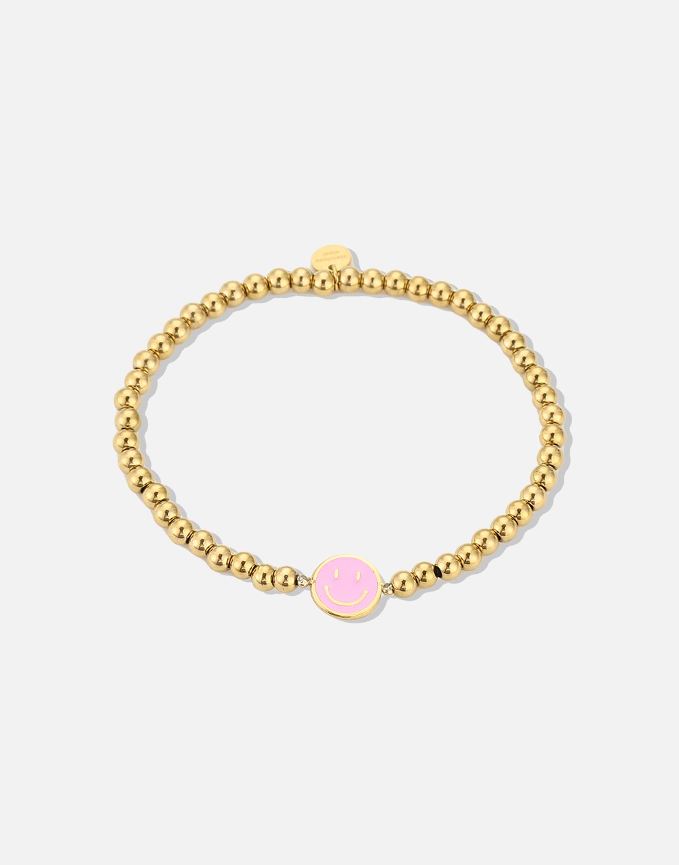 stretch armband smiley roze