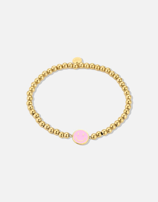 stretch armband smiley roze