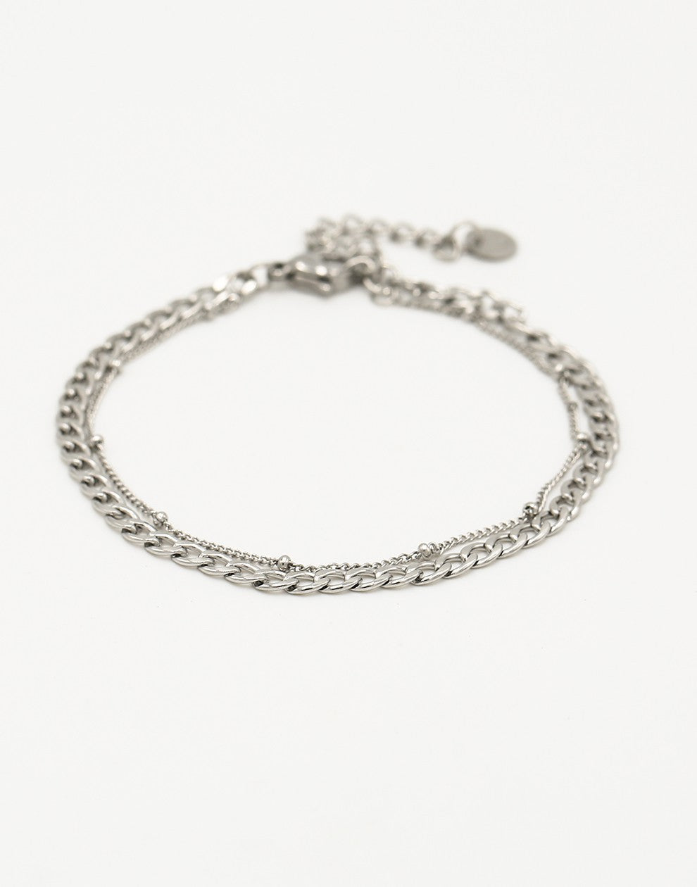 Dubbele schakelarmband zilverkleurig