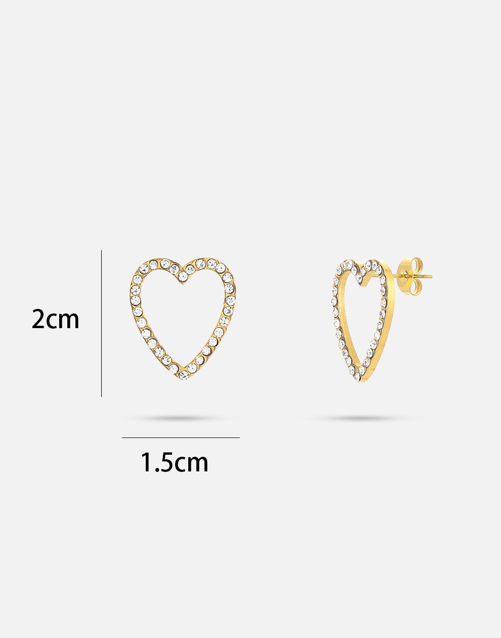 open rhinestone heart stud