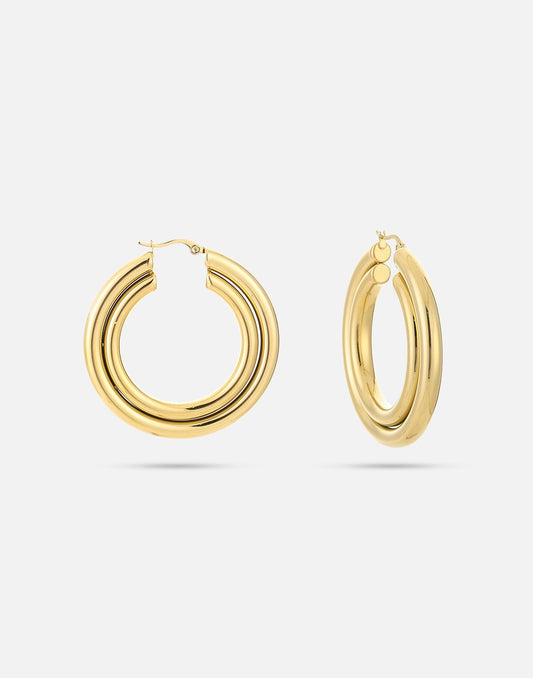 dubbele chunky hoops 5cm goudkleurig