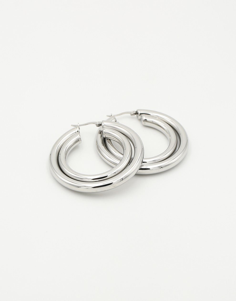 dubbele chunky hoops 5cm zilverkleurig