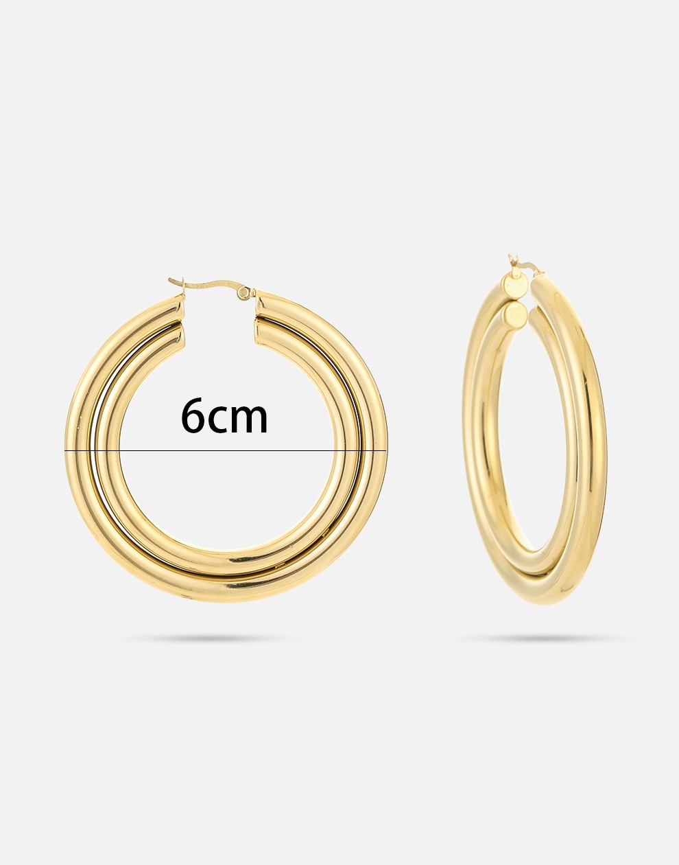 dubbele chunky hoops 6cm goudkleurig