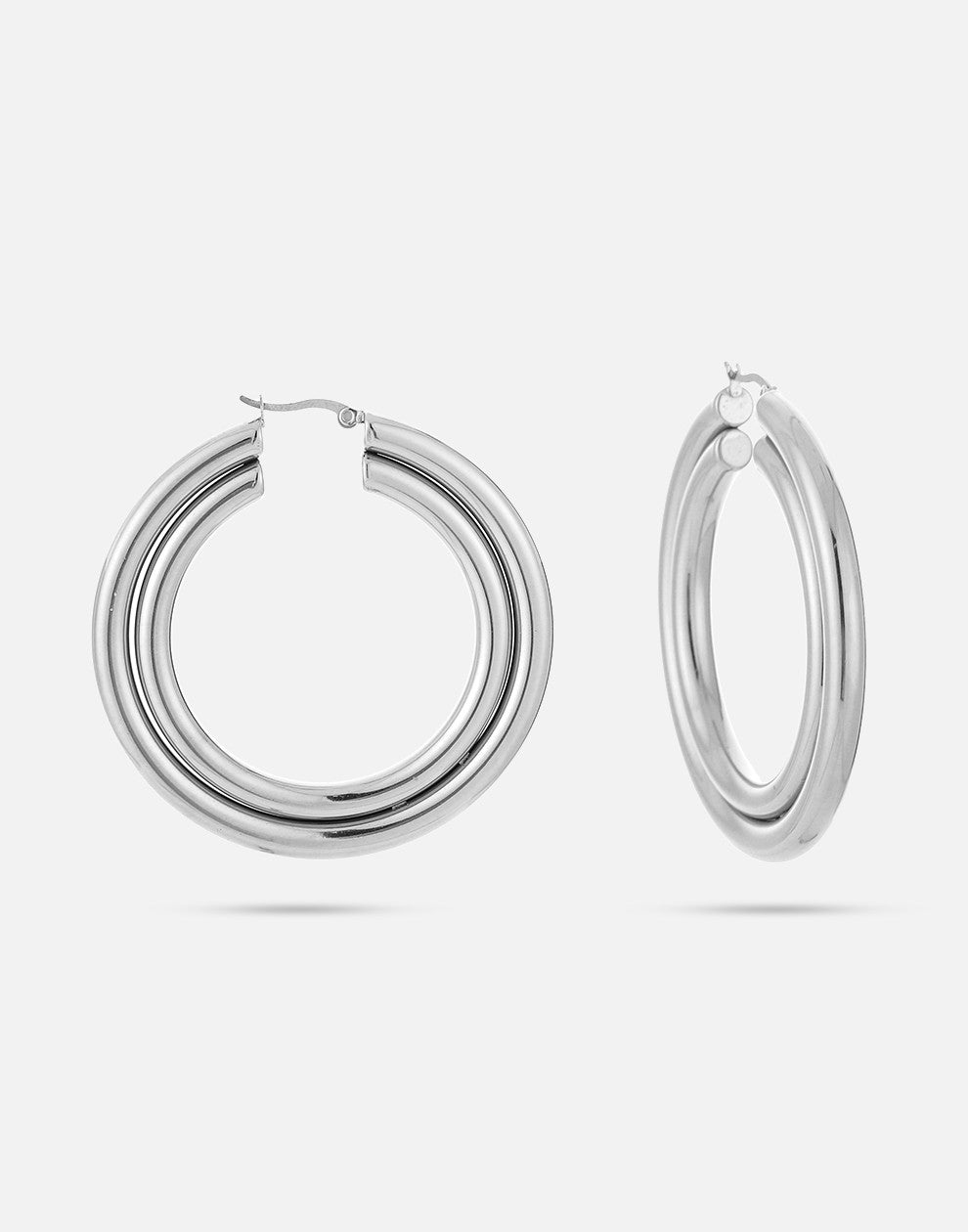 dubbele chunky hoops 6cm zilverkleurig