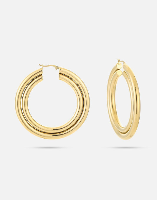 dubbele chunky hoops 7cm goudkleurig