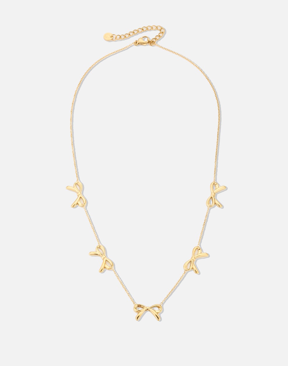 minimalistische ketting met 5 strikjes goudkleurig