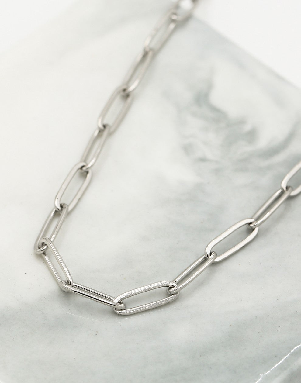 Paperclip schakelketting plat zilverkleurig