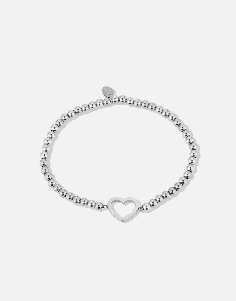 stretch armband open hartje zilverkleurig