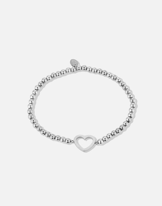 stretch armband open hartje zilverkleurig