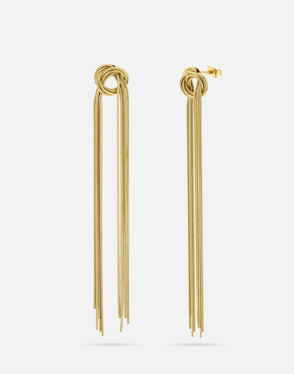 knot earrings with gold-colored strings