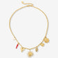 Charm necklace with various charms