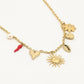 Charm necklace with various charms