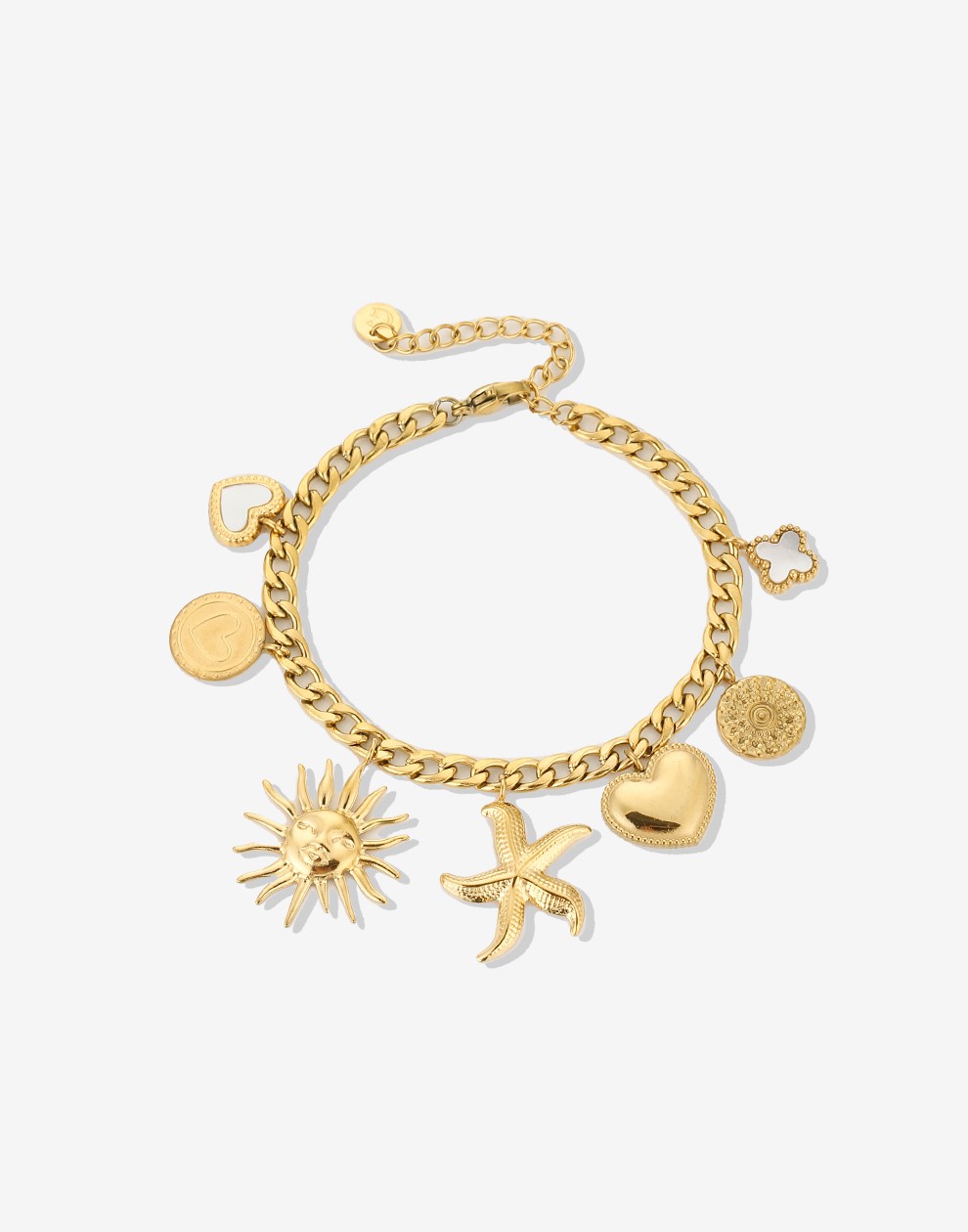 Bedel armband schakels met verschillende bedels goudkleurig