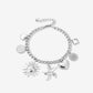 Bedel armband schakels met verschillende bedels zilverkleurig