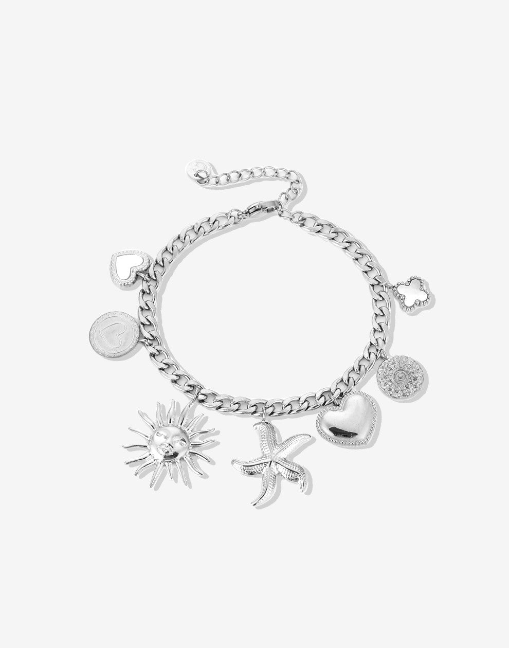 Bedel armband schakels met verschillende bedels zilverkleurig