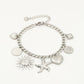 Bedel armband schakels met verschillende bedels zilverkleurig