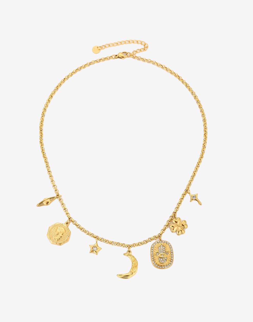 Bedel ketting maan space goudkleurig