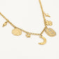 Bedel ketting maan space goudkleurig
