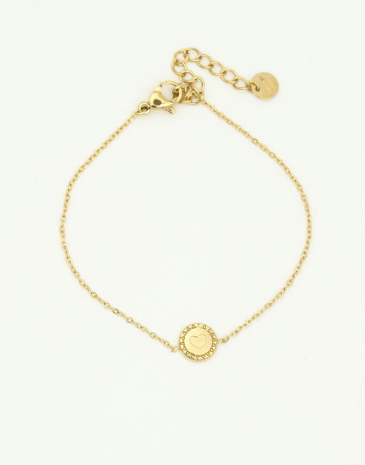 Bracelet coin with gold-colored heart