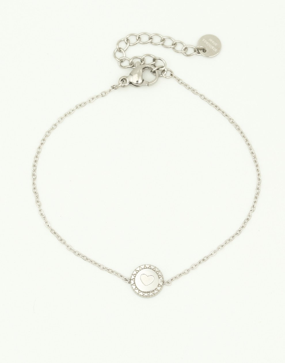 Bracelet coin with silver-colored heart