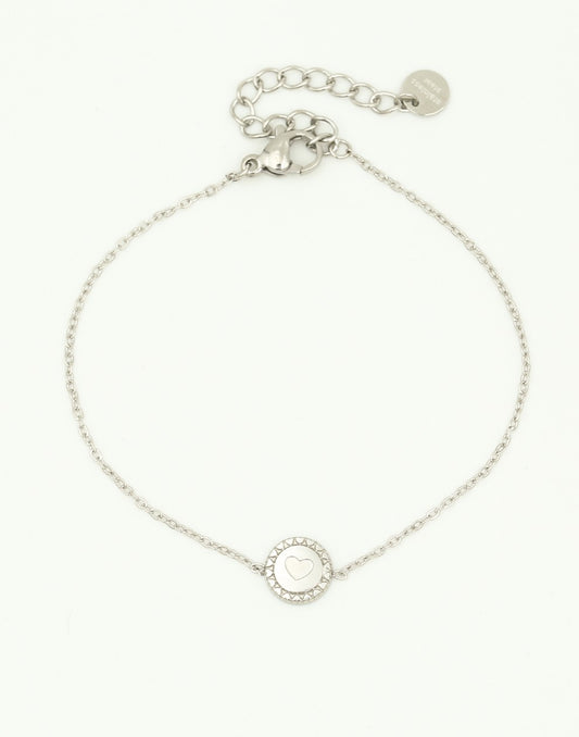 Bracelet coin with silver-colored heart