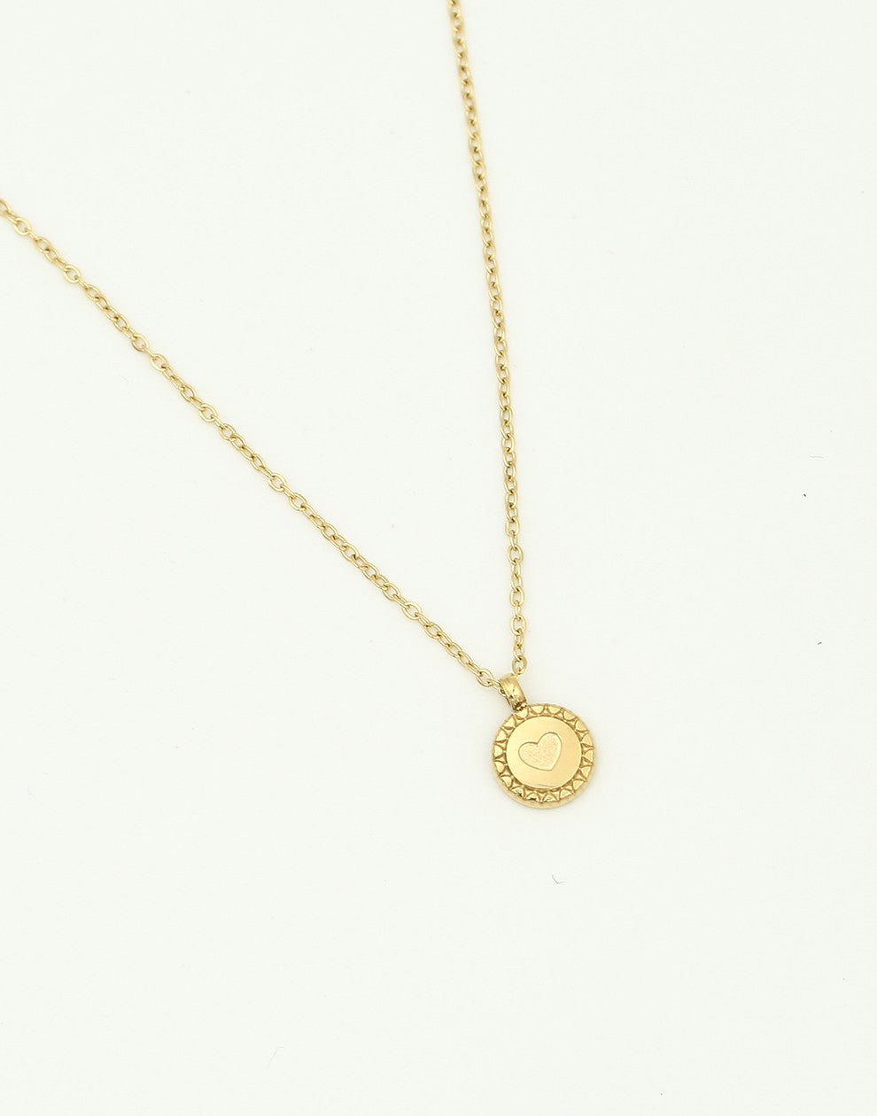 Ketting munt met hartje goudkleurig